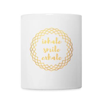 Inhale Exhale Yoga Or Cercle Meditation deluxe om - Mug blanc - blanc - Devant