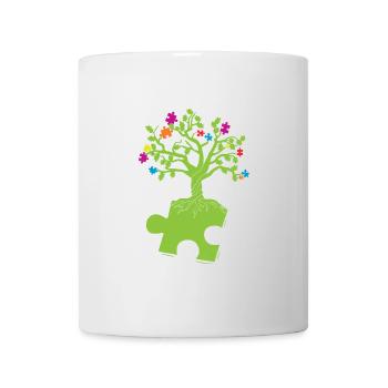 Autismus Awareness Puzzle Baum - Tasse - Weiß - Vorne