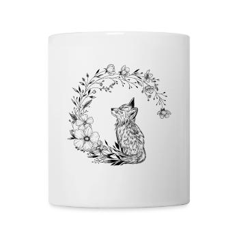 petit renard renardeau top mignon et lune florale  - Mug blanc - blanc - Devant