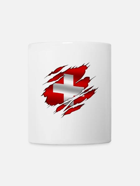 Schweiz - Schweiz - Schweiz - zerrissene Flagge - Tasse - Weiß