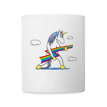 Rainbow Rock – Unicorn with Rainbow Lightning - Mug - white - Front