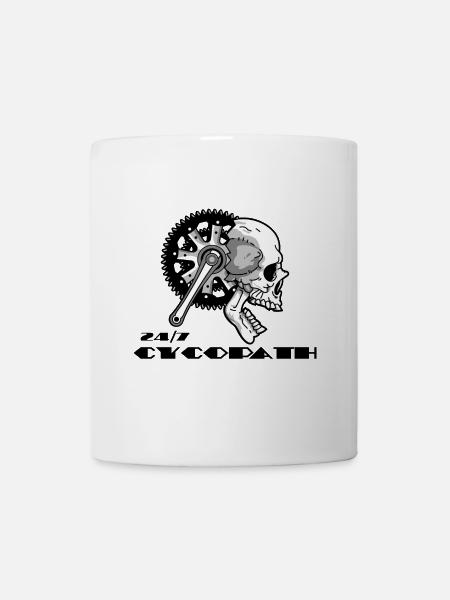 Totenkopf Kurbel Spruch Biker Fahrrad - Tasse - Weiß