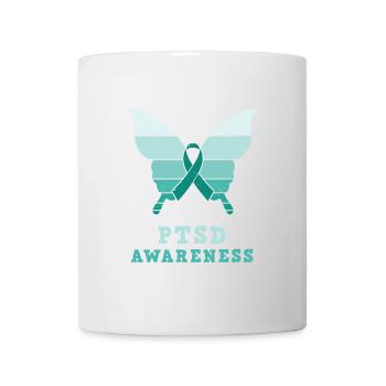 Butterfly Ptsd Awareness Teal Ribbon - Mug - white - Front