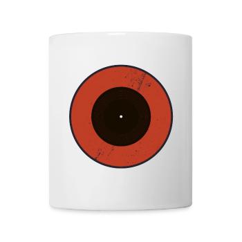 Roter Vinylring mit Grunge-Grooves - Tasse - Weiß - Vorne
