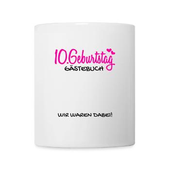 10 Geburtstag Gästebuch Deko Geschenk - Tasse - Weiß - Vorne