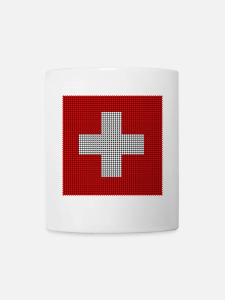 Drapeau suisse - Mosaïque perlée - Mug blanc - blanc
