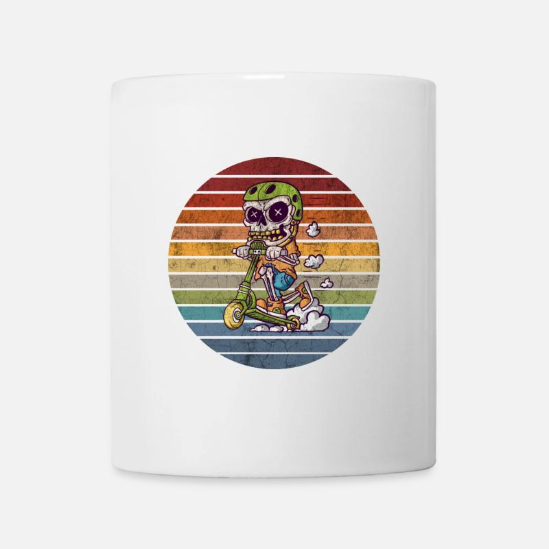 Motif crâne de scooter vintage - Mug blanc - blanc
