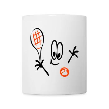 Tennis, Tennisball, Comic - Tasse - Weiß - Vorne