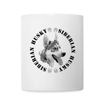 Husky mit Pfotenabdruck - Tasse - Weiß - Vorne