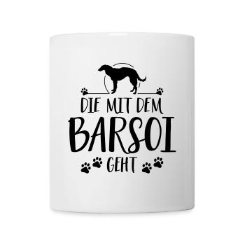 DIE MIT BARSOI GEHT Hunde Hundespruch Wilsigns - Tasse - Weiß - Vorne