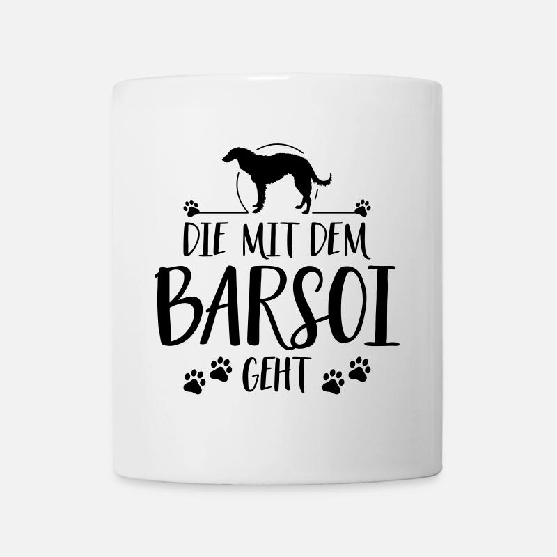 DIE MIT BARSOI GEHT Hunde Hundespruch Wilsigns - Tasse - Weiß