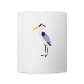 Heron Bird Kawaii Cartoon Illustration Artwork Für - Tasse - Weiß - Vorne