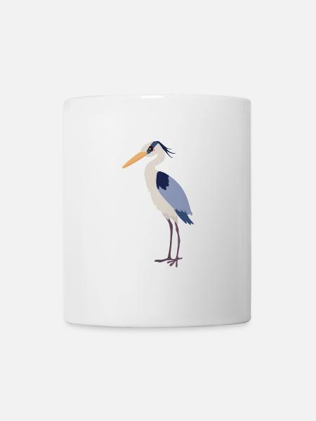 Heron Bird Kawaii Illustration de dessin animé pour - Mug blanc - blanc