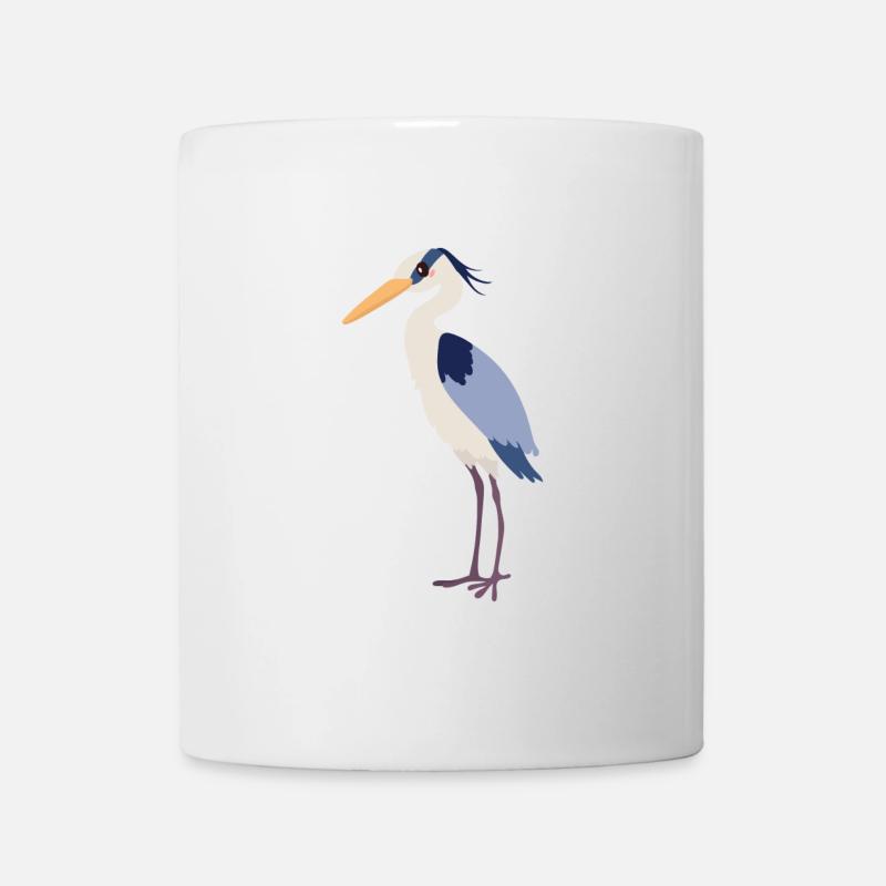 Heron Bird Kawaii Illustration de dessin animé pour - Mug blanc - blanc