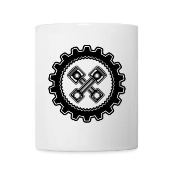 Pistons croisés avec engrenage pour une mécanique fière - Mug blanc - blanc - Devant