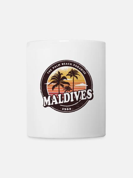 Malediven Vintage Beach Design / Geschenkidee - Tasse - Weiß
