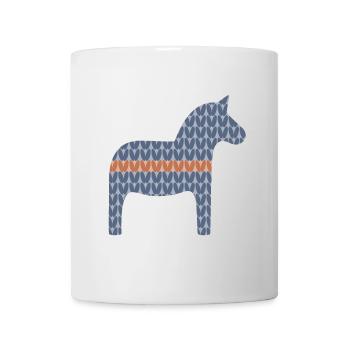 Dalapferd Strickmuster braun Schweden Hygge scandi - Tasse - Weiß - Vorne