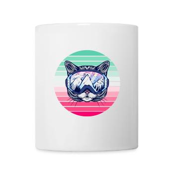 Chat de fête de ski - Mug blanc - blanc - Devant