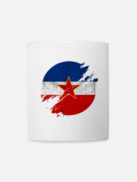 Yugoslavia vintage flags circle - Mug - white