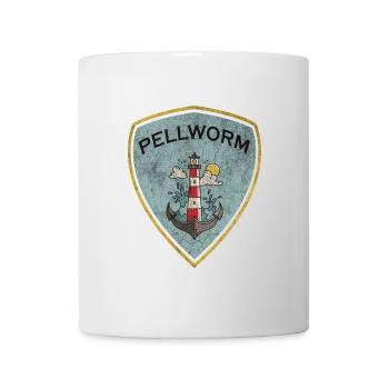 Pellworm Wappen Leuchtturm Design - Tasse - Weiß - Vorne