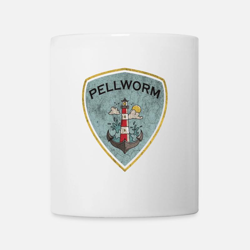 Pellworm Wappen Leuchtturm Design - Tasse - Weiß