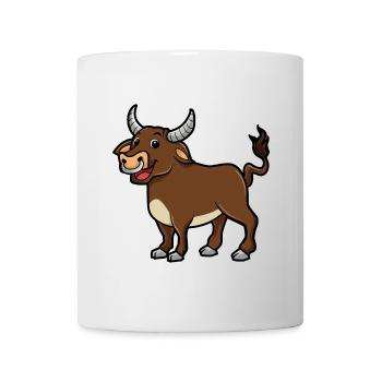Bull Cartoon Illustration Kawaii For Kids - Mug - white - Front