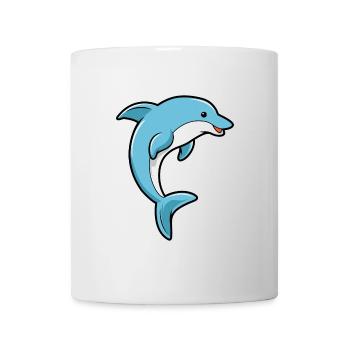 Dolphin Cartoon Illustration Kawaii For Kids - Mug - white - Front