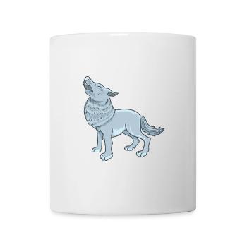 Wolf Cartoon Illustration Kawaii For Kids - Mug - white - Front