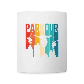 Silhouette rétro de parkour vintage City Skyline - Mug blanc - blanc - Devant