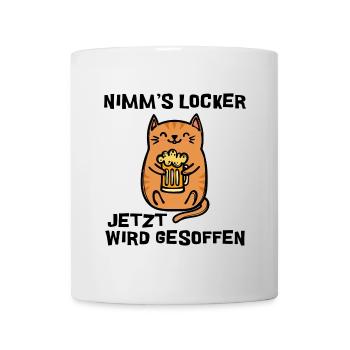 Katze Lustige Sprüche Bierkrug Party - Tasse - Weiß - Vorne