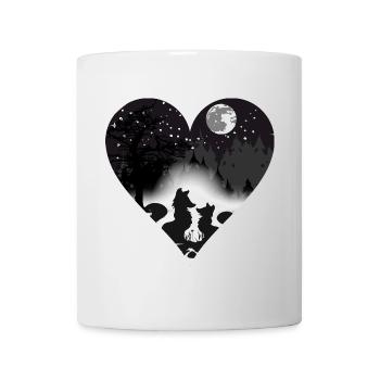 deux renards amoureux au clair de lune - Mug blanc - blanc - Devant