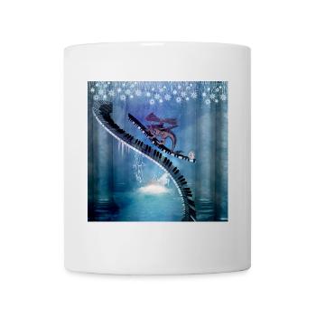 Piano incurvé dans un paysage hivernal avec dragon - Mug blanc - blanc - Devant
