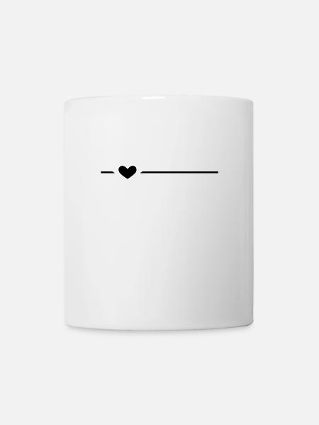 Linie Herz Schwarz - Tasse - Weiß