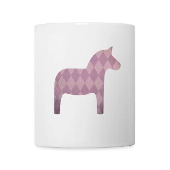 Dalapferd Rauten rosa Pferd Mädchen skandinavisch - Tasse - Weiß - Vorne