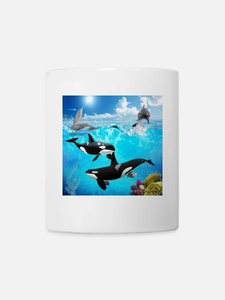 Unterwasserkapsel: Orca- und Delfintauchgang - Tasse - Weiß