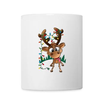 Rodolphe de renne de Noël avec lumières led - Mug blanc - blanc - Devant