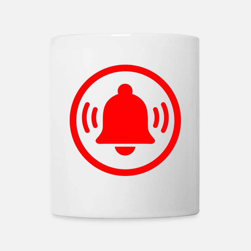 Rote klingelnde Alarmglocke - Tasse - Weiß