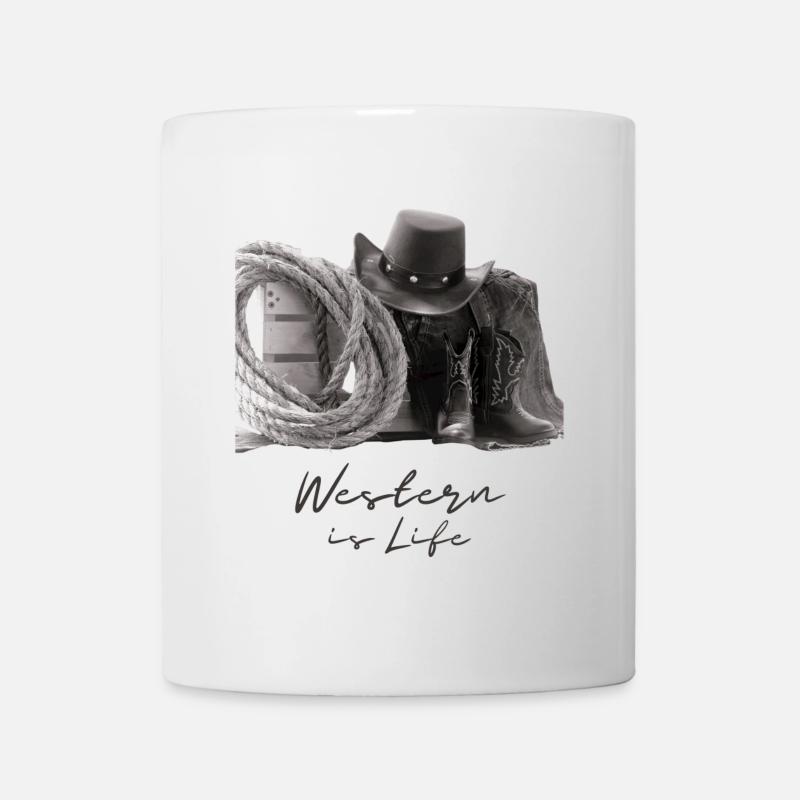 Lasso de bottes de cowboy Western Life - Mug blanc - blanc