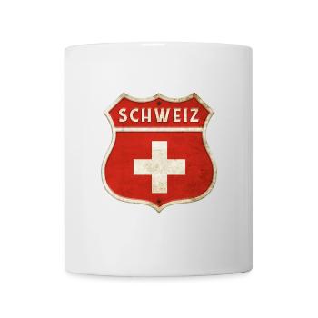 Schweiz Wappen Flaggen Design - Tasse - Weiß - Vorne
