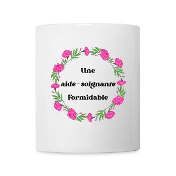 Une aide soignante formidable - couronne de fleurs - Mug blanc - blanc - Devant