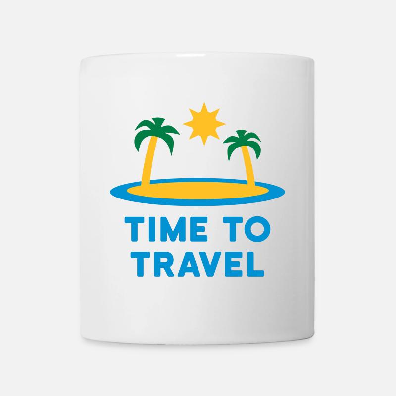 Time to travel (island, palm trees, sun) - Mug - white