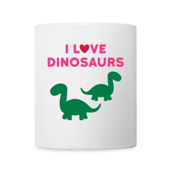 I love dinosaurs (two brontosaurs, heart) - Mug - white - Front