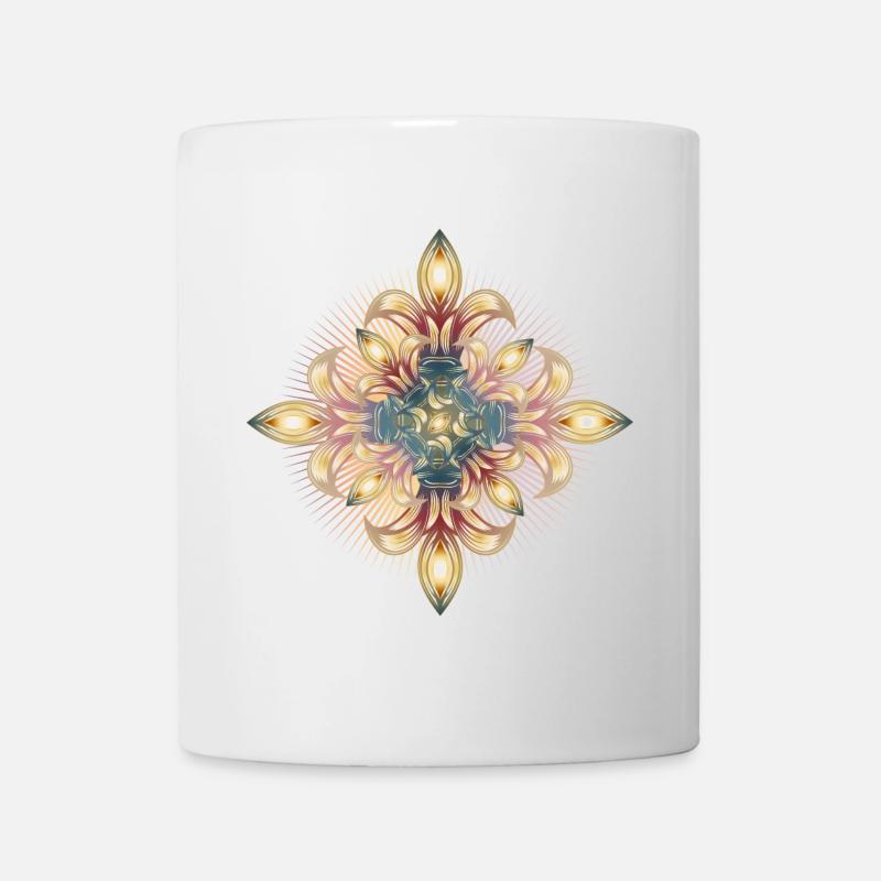 beeindruckendes Kreuz aus stilisierten Lilien - Tasse - Weiß