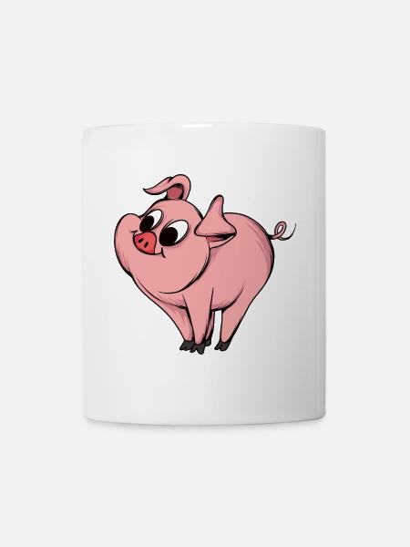 Playful Pig Cartoon Design - Mug - white