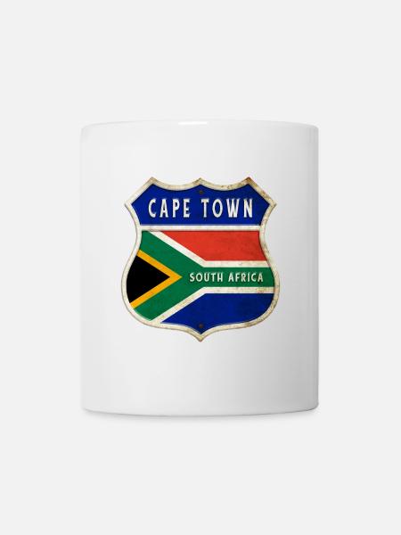Kapstadt Südafrika Wappen Flaggen Design - Tasse - Weiß