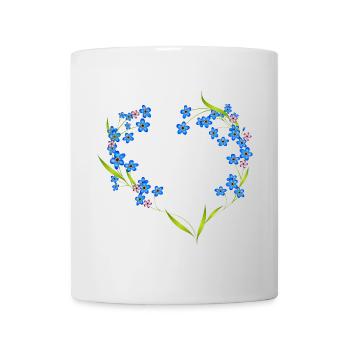 delicate forget-me-not frame in heart shape - Mug - white - Front