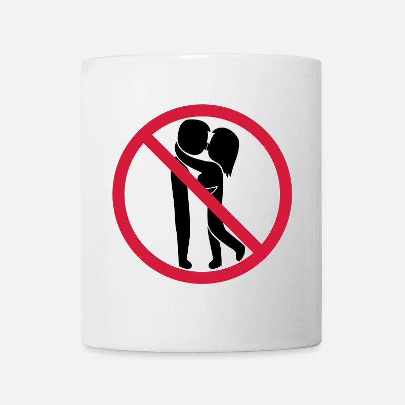 Küssen verboten Schild - Tasse - Weiß