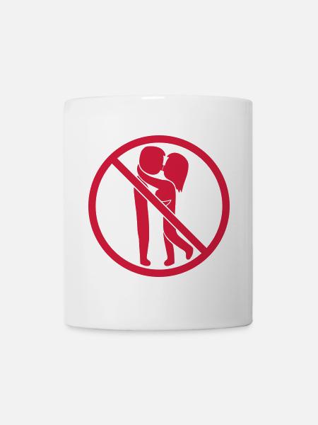 Verboten Schild Küssen - Tasse - Weiß
