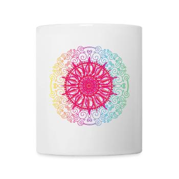 Regenbogen Mandala Gradient Kreis - Tasse - Weiß - Vorne