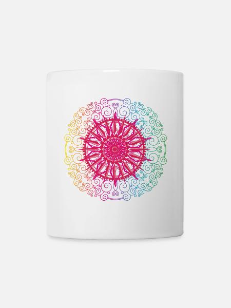 Regenbogen Mandala Gradient Kreis - Tasse - Weiß